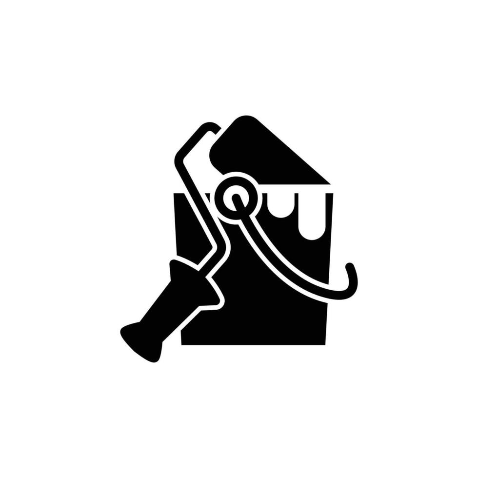 Paint Bucket with paint roller solid icon design good for web or mobile app vector