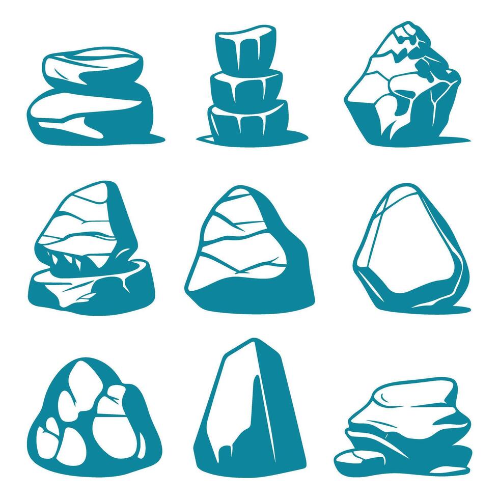 Set of rock and stone illustration . vector