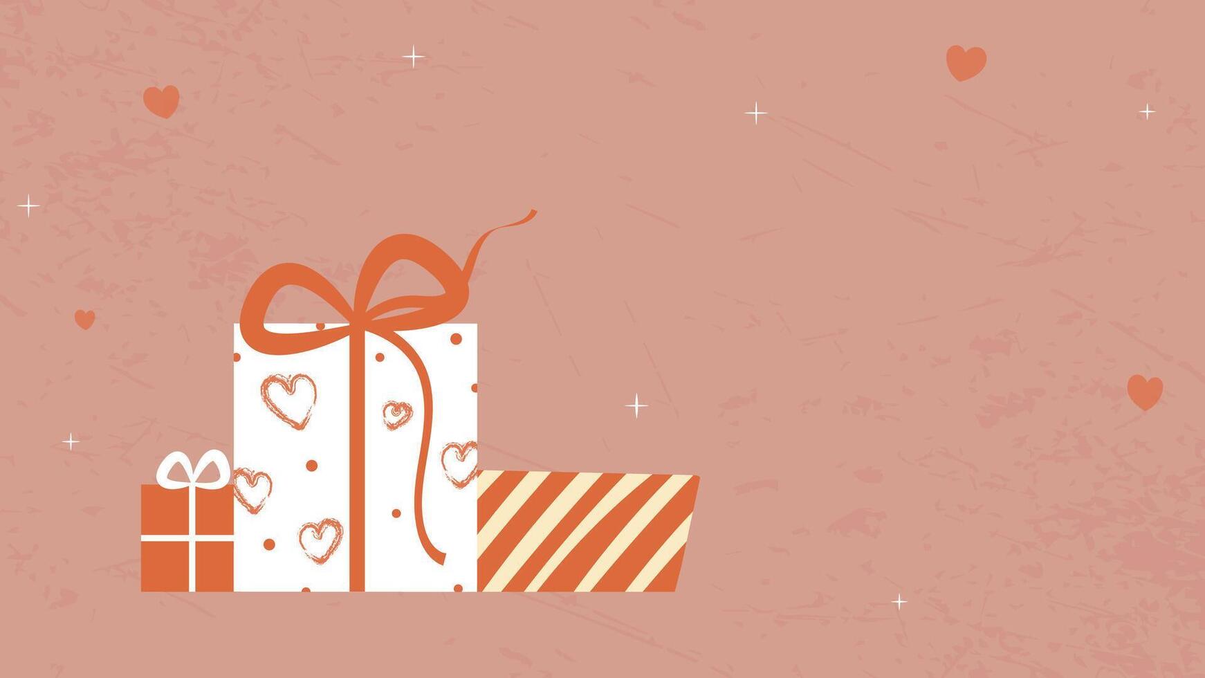 Set of Valentine's Day gift boxes.Pink background with empty space for text.Template for cards,invitations, banners.Promotion and shopping template or background for Love and Valentine's day concept. vector