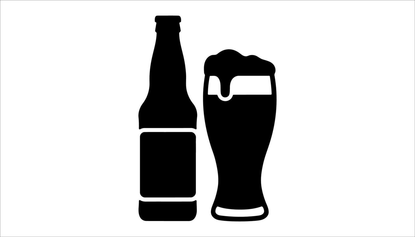 Bottle and glass of beer ico vector
