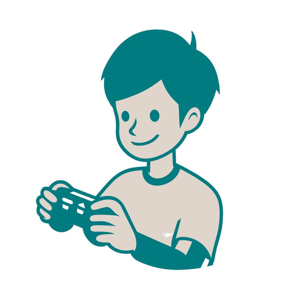 A cartoon boy holding a game controller vector