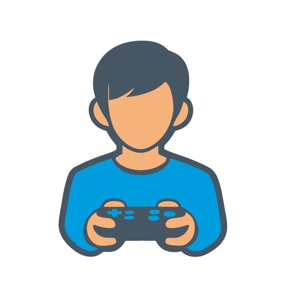 A man holding a controller icon vector