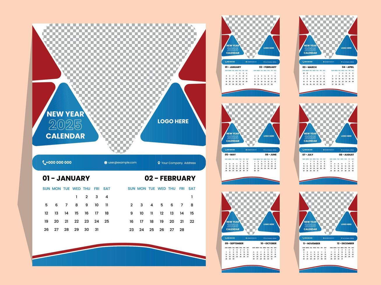 New Year 2025 Calendar vector
