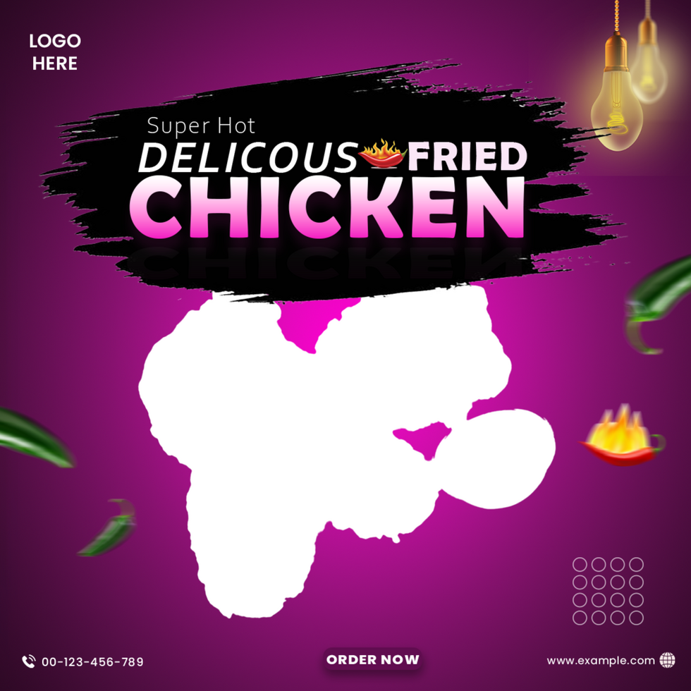 Delicious Fried Chicken Social Media Poster Template Design psd