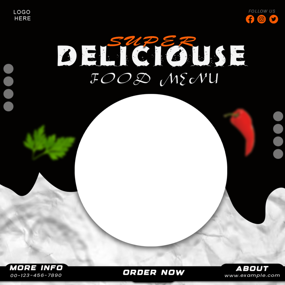 Super Delicious Food Menu Social Media Poster Design psd