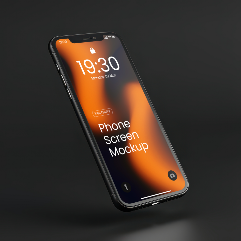 Floating Front Phone Screen Mockup psd