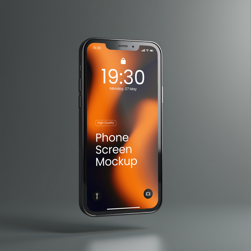 Luxury Phone Screen Mockup, with Grey Background psd