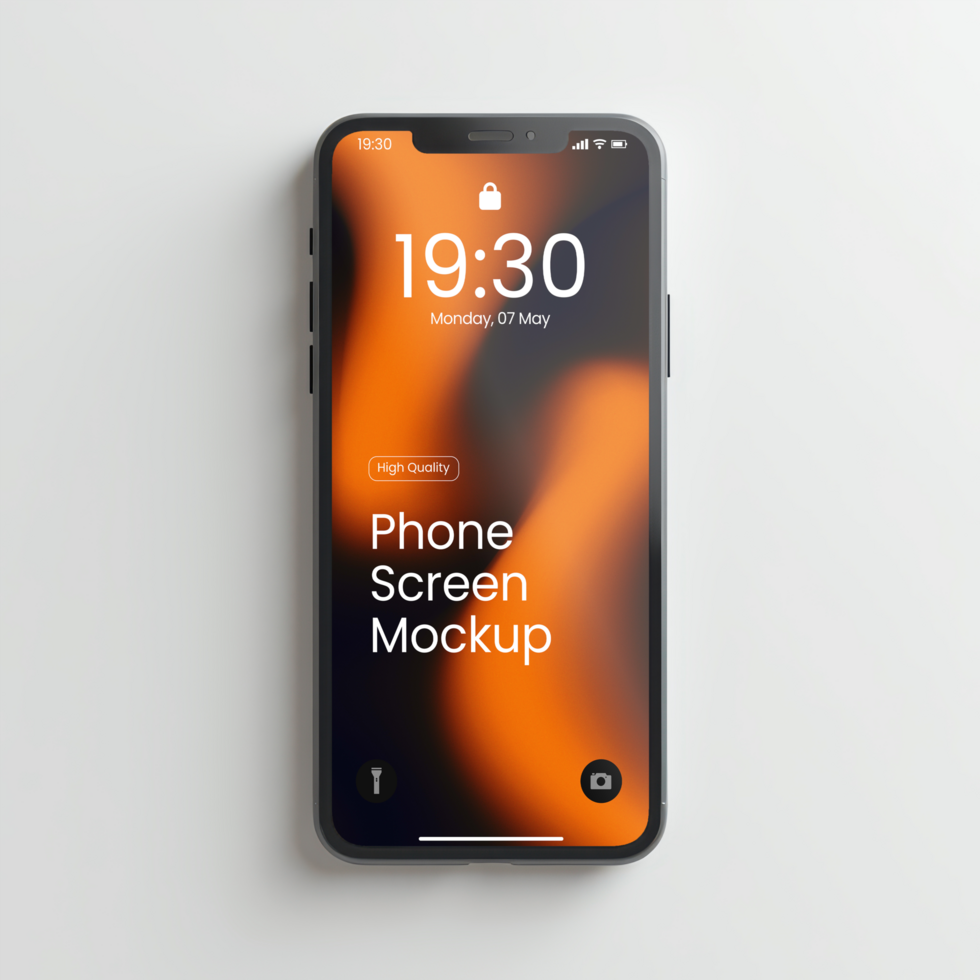 Luxury Black Phone Screen Mockup, with White Background psd
