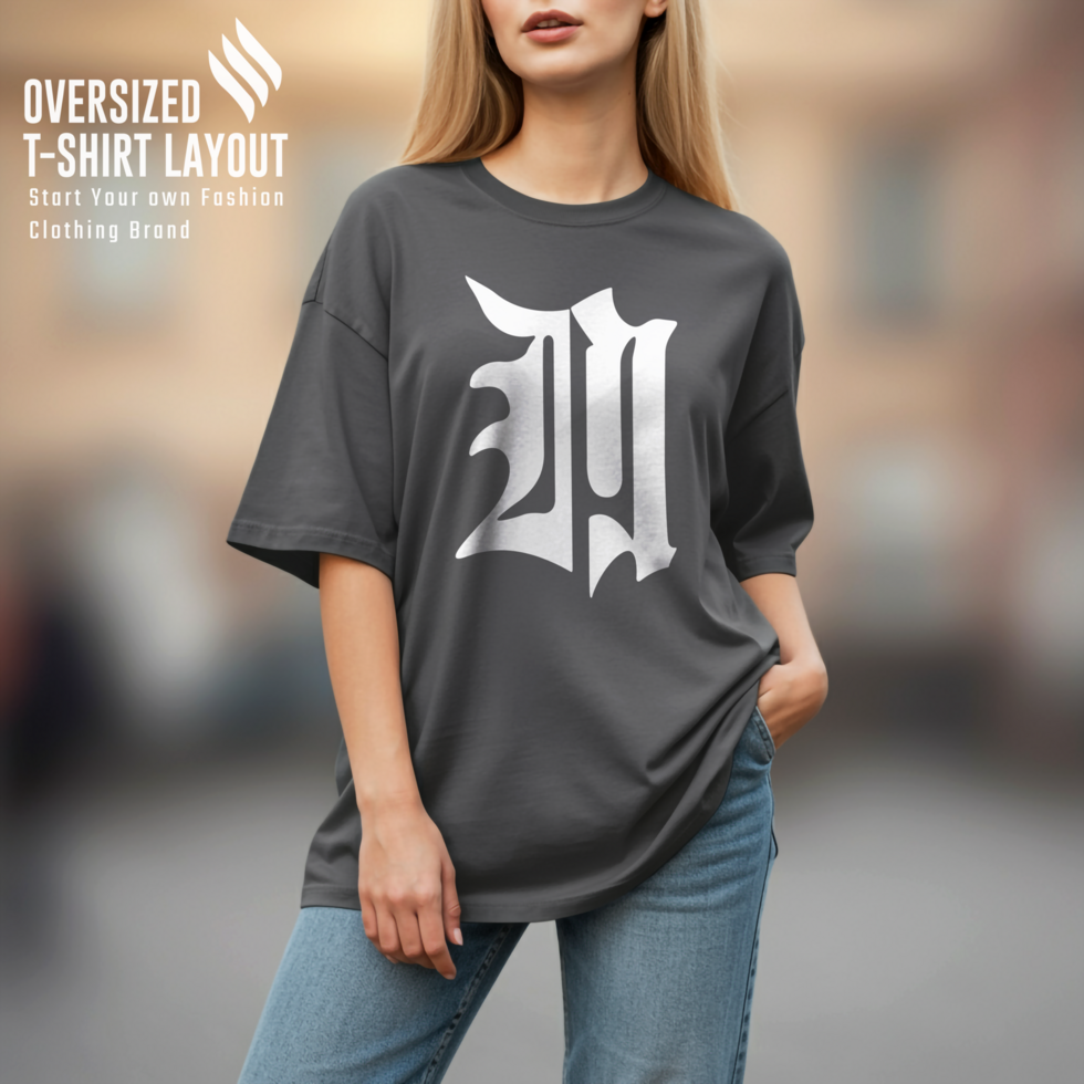 Front Baggy T-Shirt Mockup for Urban Streetwear psd