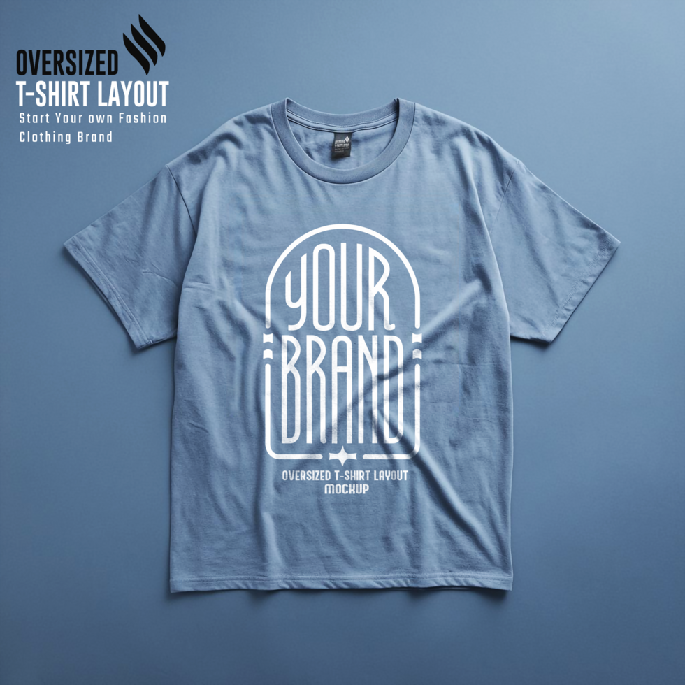 Smoky Blue Oversized Fashion Tee Mockup for Designers psd