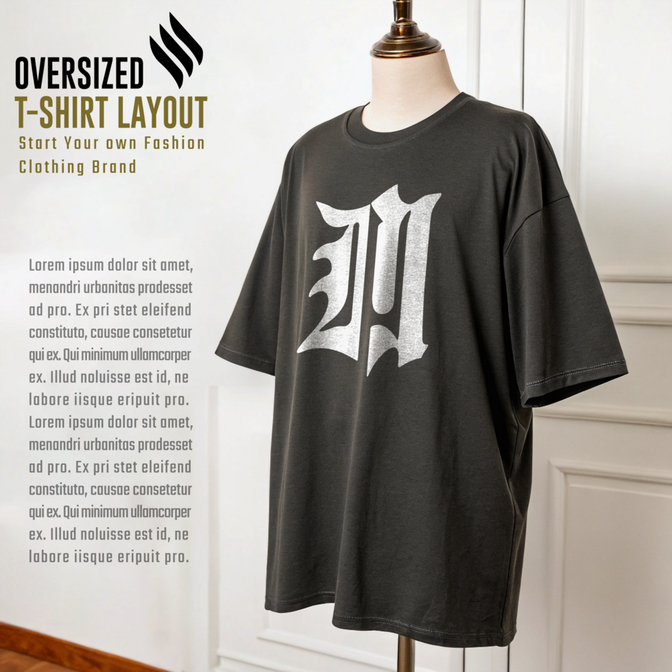 Vintage Charcoal Oversized Apparel Design Mockup Template psd