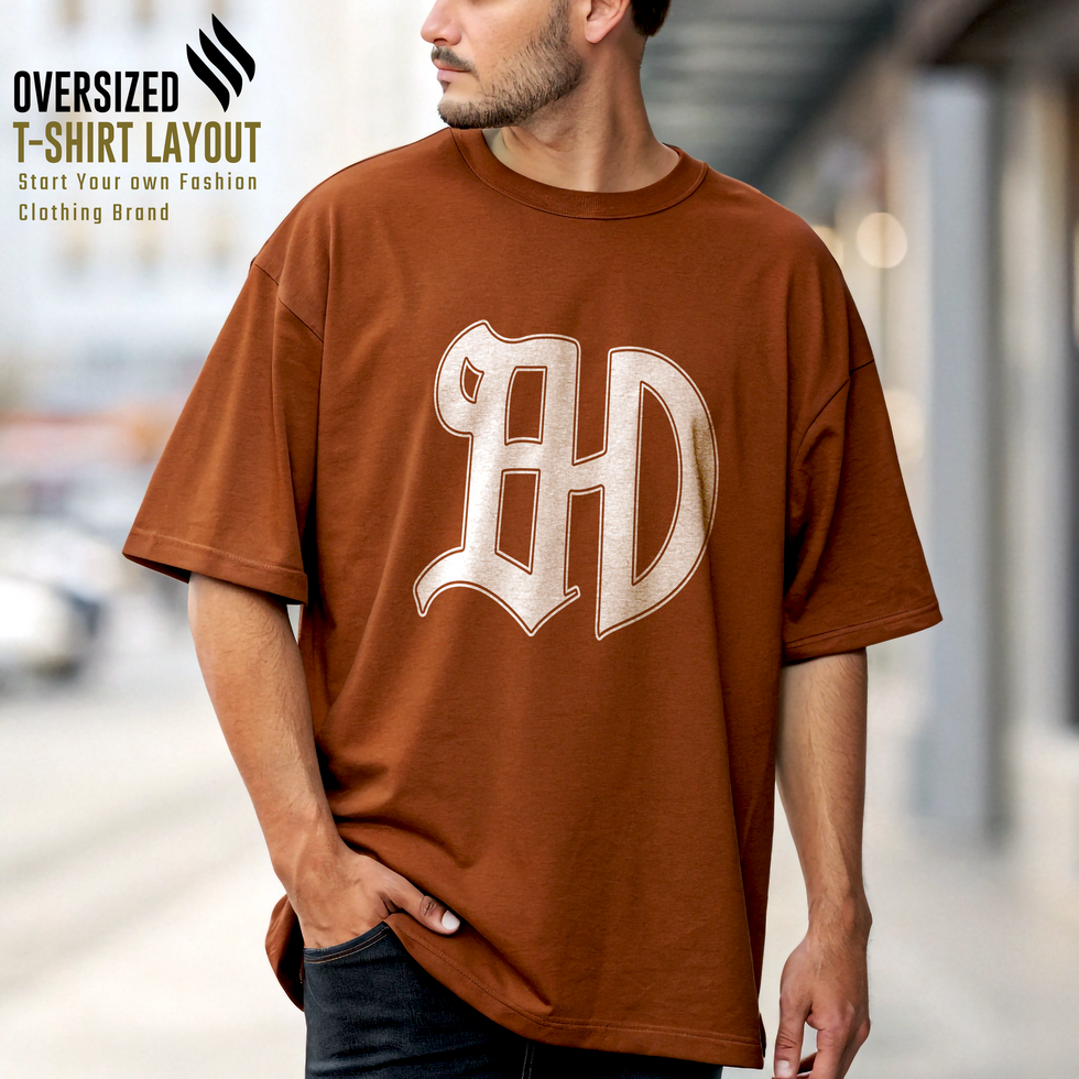 HD Brown TShirt Loose Oversized T-Shirt Mockup with High Resolution psd