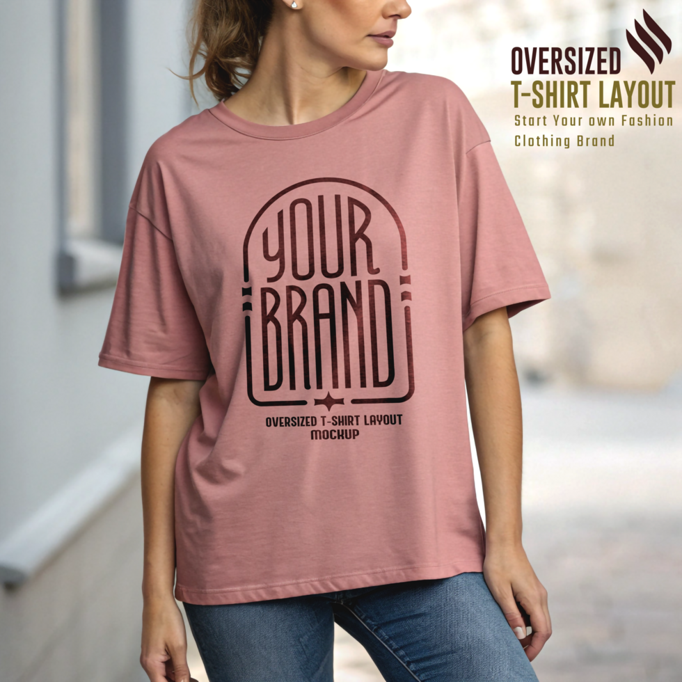 High-Quality Oversized Tee woman Mockup psd