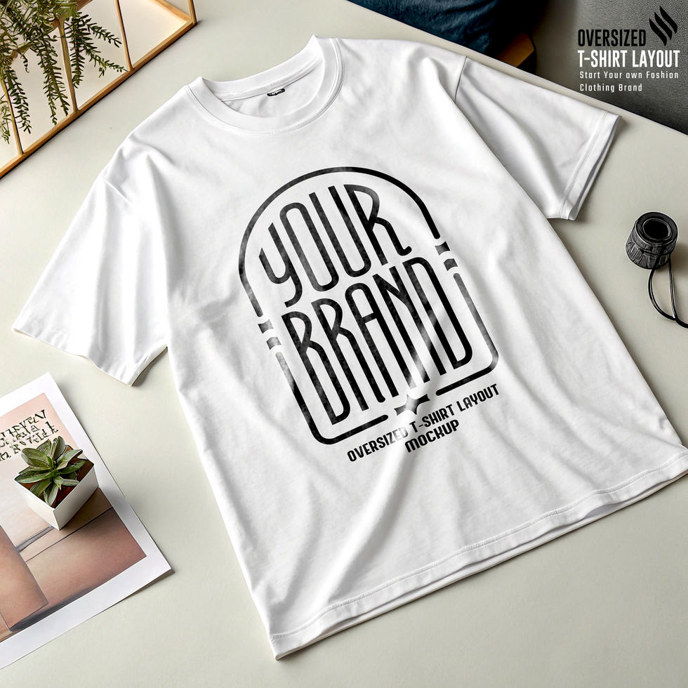 Classic White Realistic Oversized T-Shirt Flat Lay Mockup psd