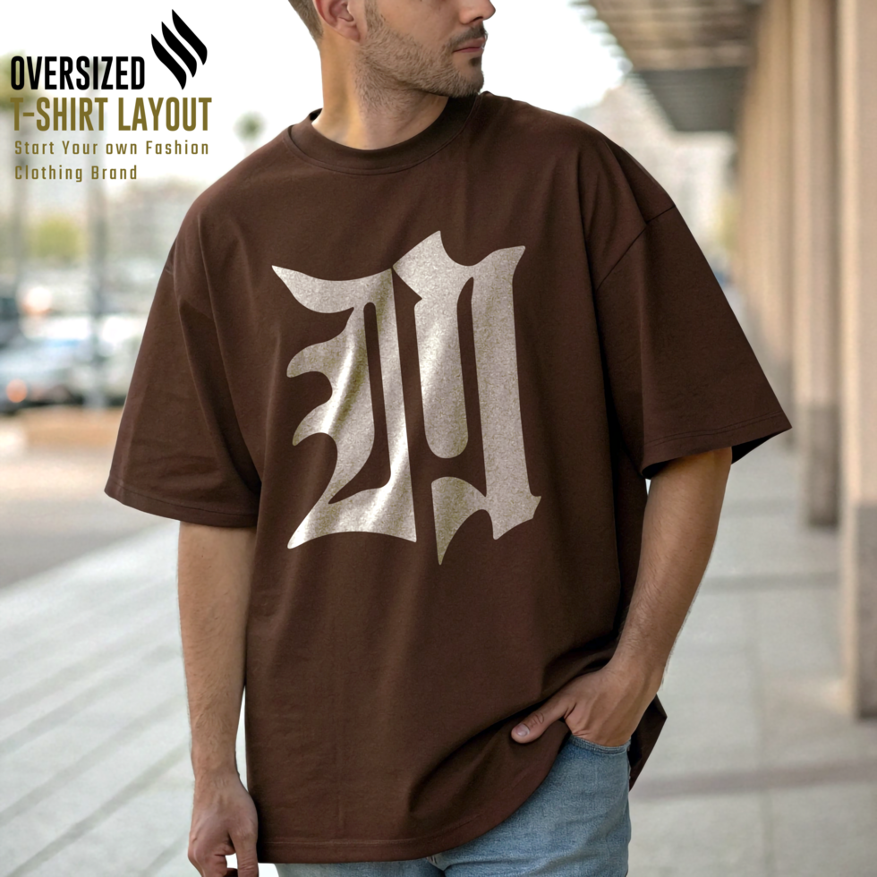 Custom Print Oversized Tee Mockup Template psd