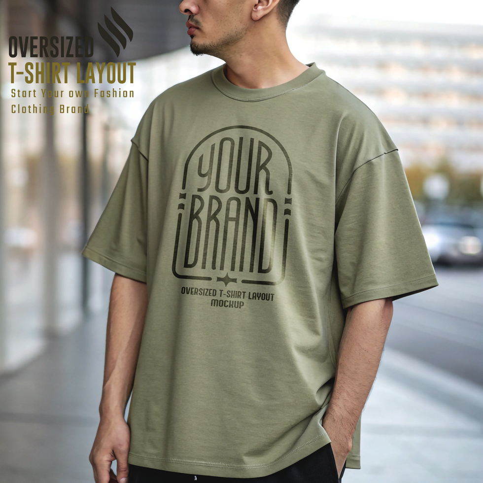 Man Longline Oversized TShirt Mockup Template psd