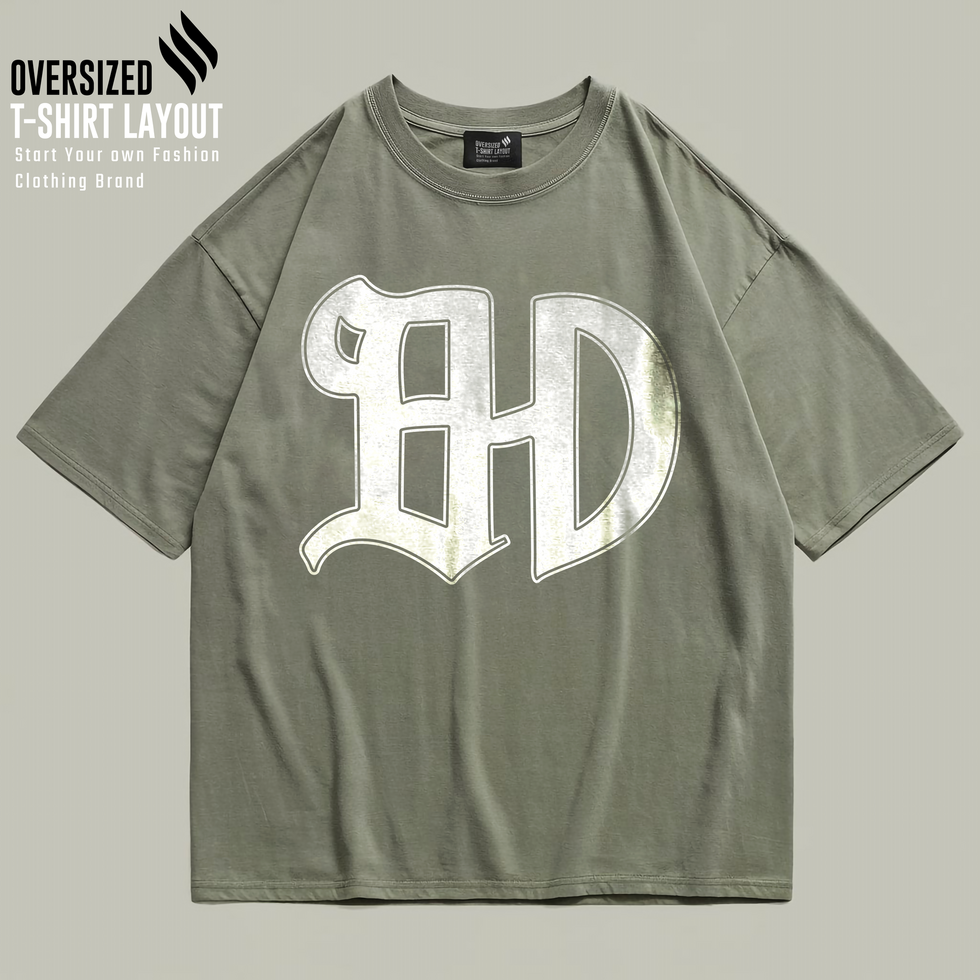 Muted Sage Drop Shoulder Oversized Tee Mockup psd
