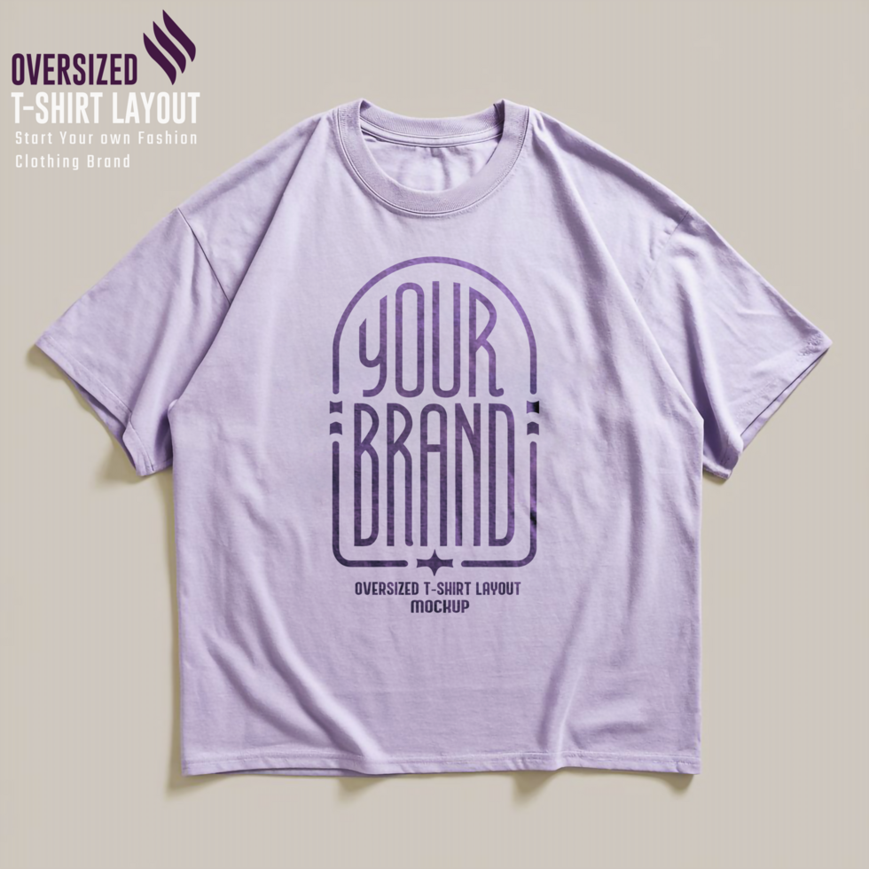 Pale Lavender Oversized TShirt Mockup for Branding psd