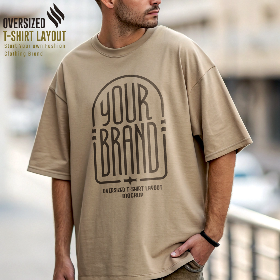 Man Oversized T-Shirt Design Presentation Mockup psd
