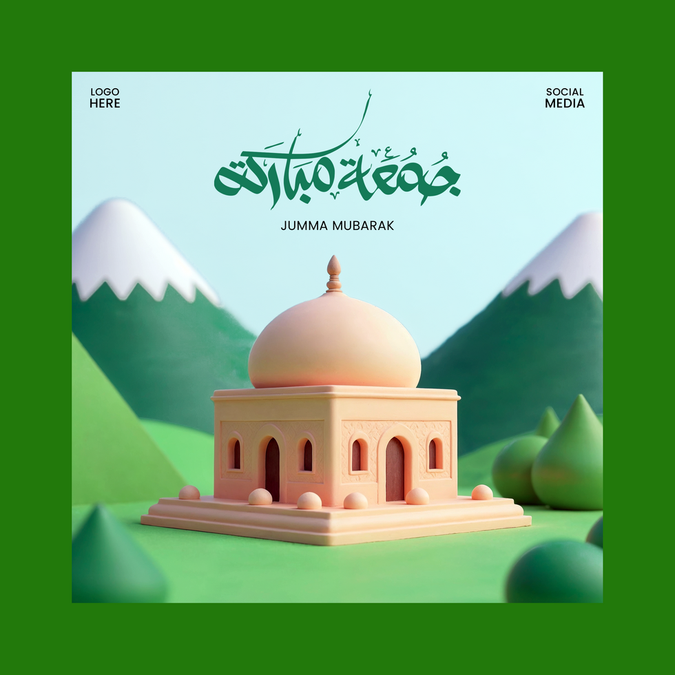 Jumma Mubarak, Editable Islamic Friday Prayer Template for Social Media Free Download psd