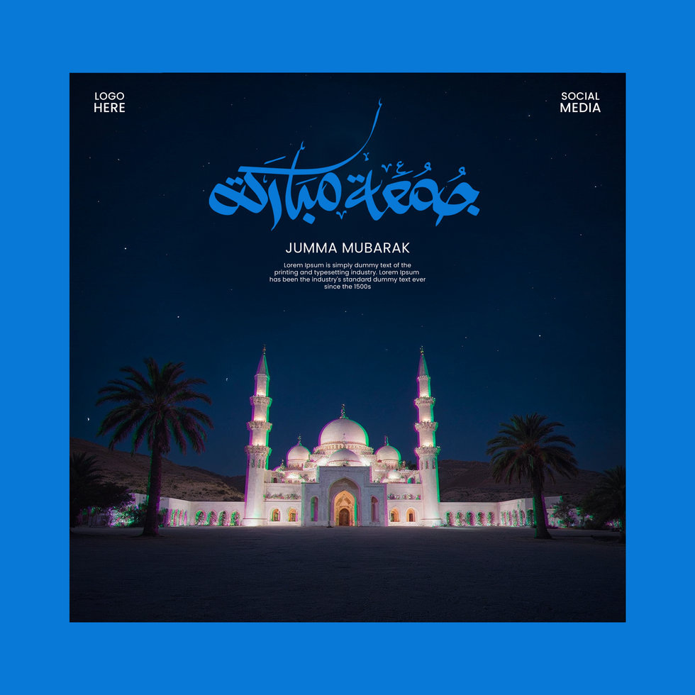 Friday Prayer Template, Islamic Jumma Mubarak Social Media Post Free Download Fully Editable psd
