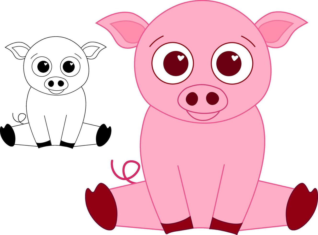 illustration of cute pig cartoon isolated on white background. CNY, lantern lunar festival 2031 graphic line mascot vector