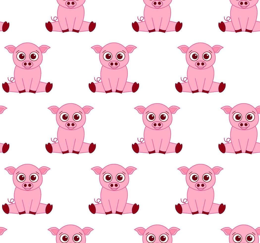 Cute pig seamless pattern. 2031 year sign. Hand drawn illustration. vector
