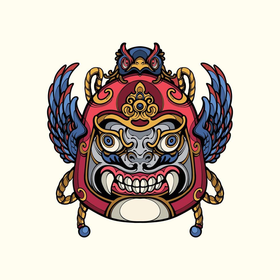 Daruma traditional mask illustration vector