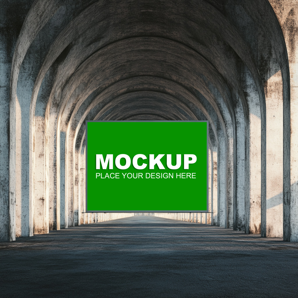 green tunnel with white background mockup psd