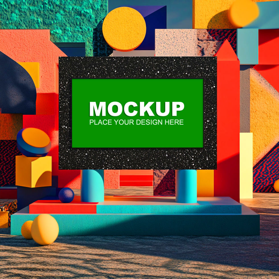 3d mockup of a tv on a colorful background psd