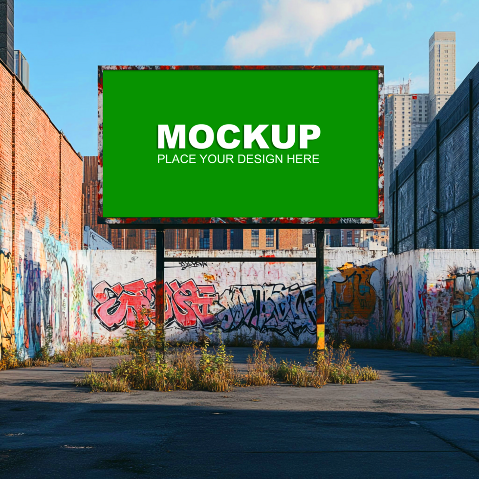 green billboard mockup in urban environment psd