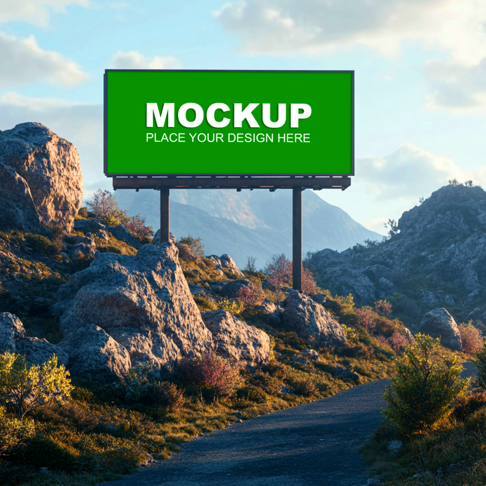 mockup billboard on the sandy road psd