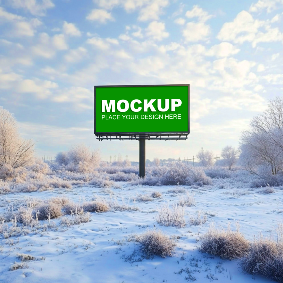 mockup billboard in snowy land psd