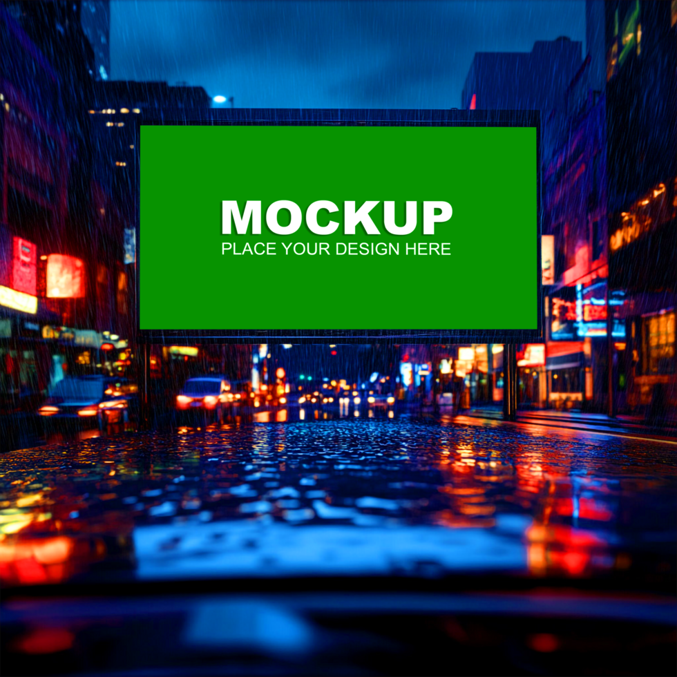mockup of a billboard on the street at night psd
