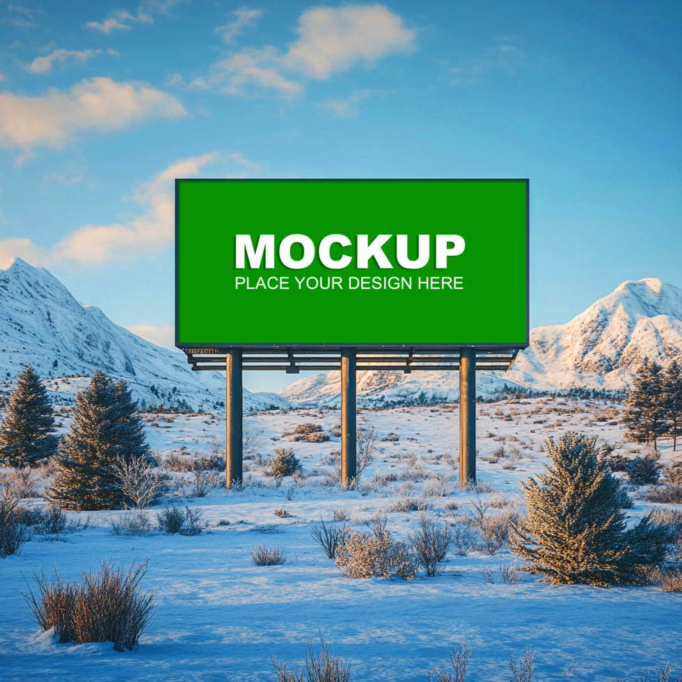 mockup billboard in the snow psd