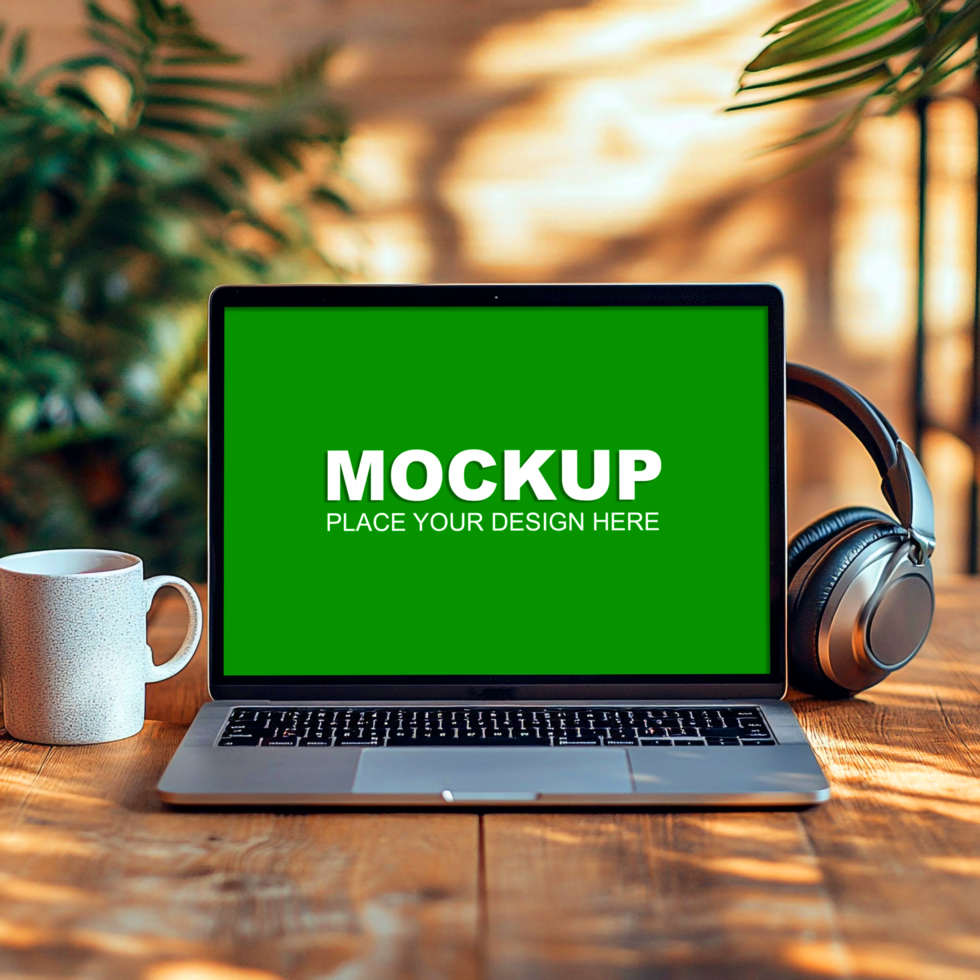 laptop mockup on table psd