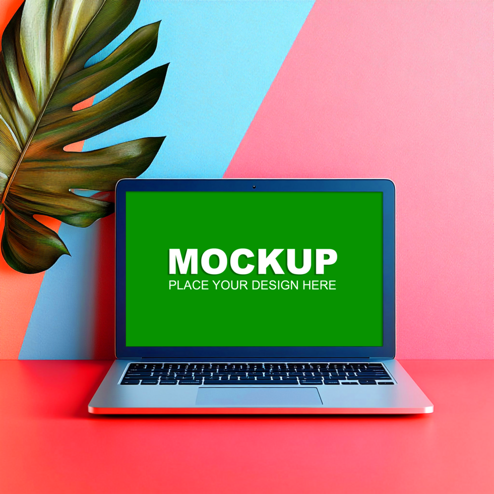 laptop mockup on colorful background psd