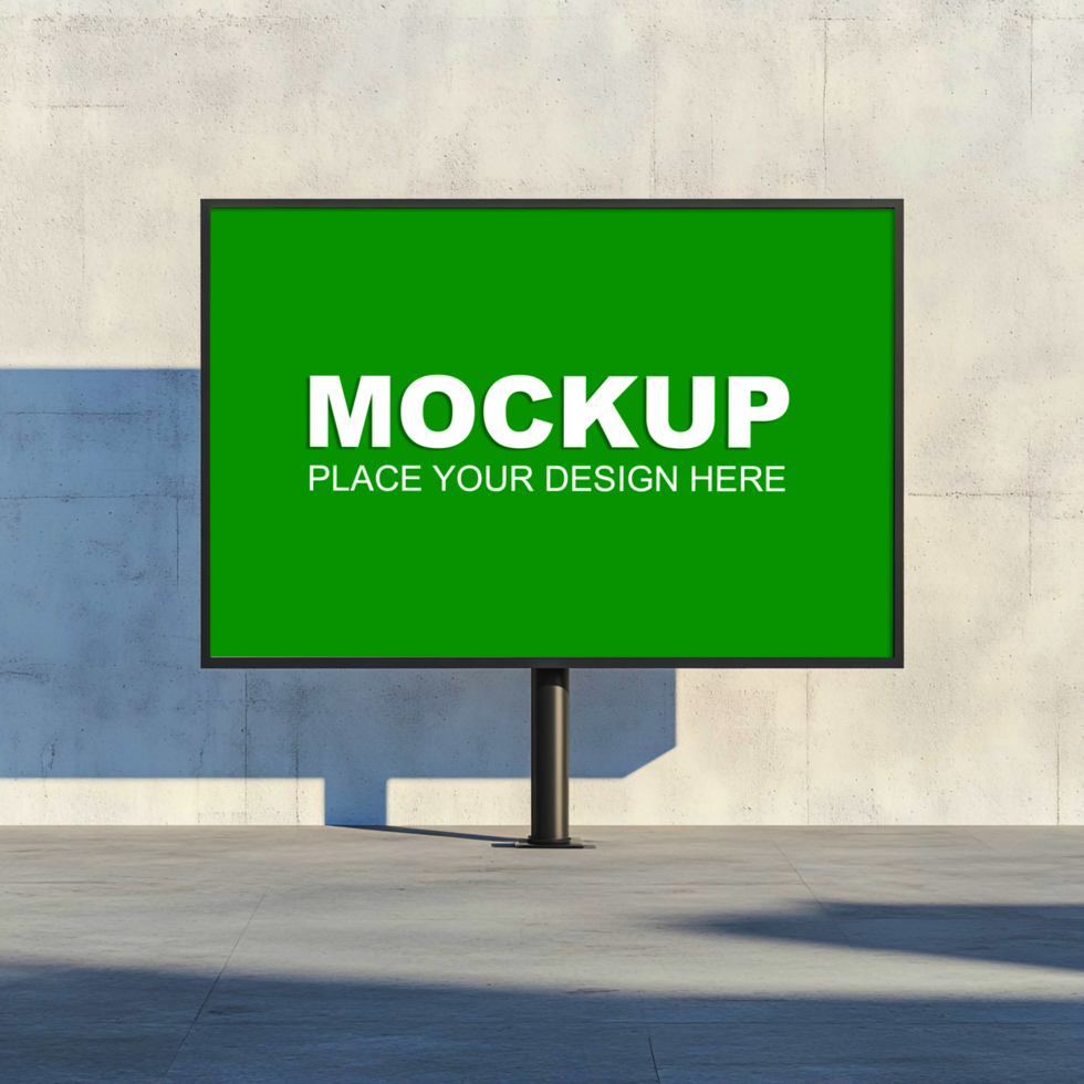 green billboard mockup on concrete wall psd