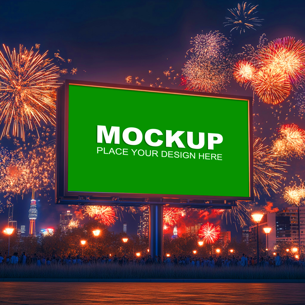 fireworks and billboard mockup psd