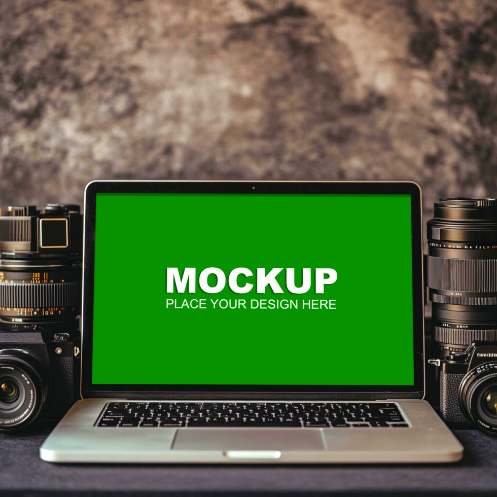 laptop with green screen mockup psd