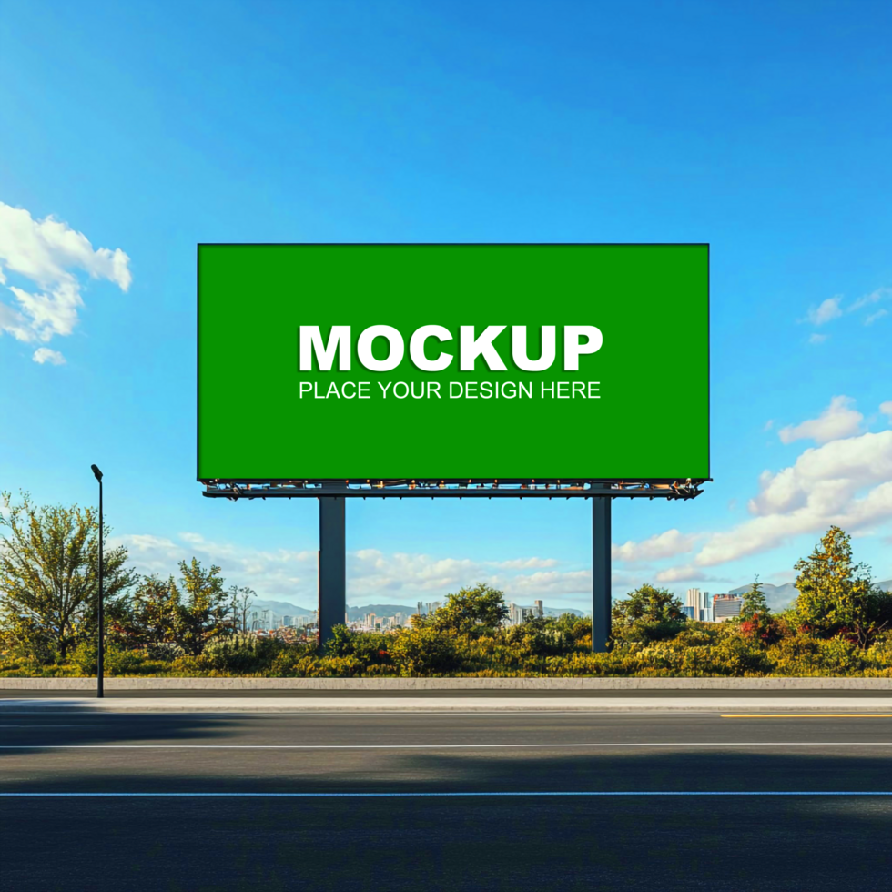 a billboard mockup on the road psd