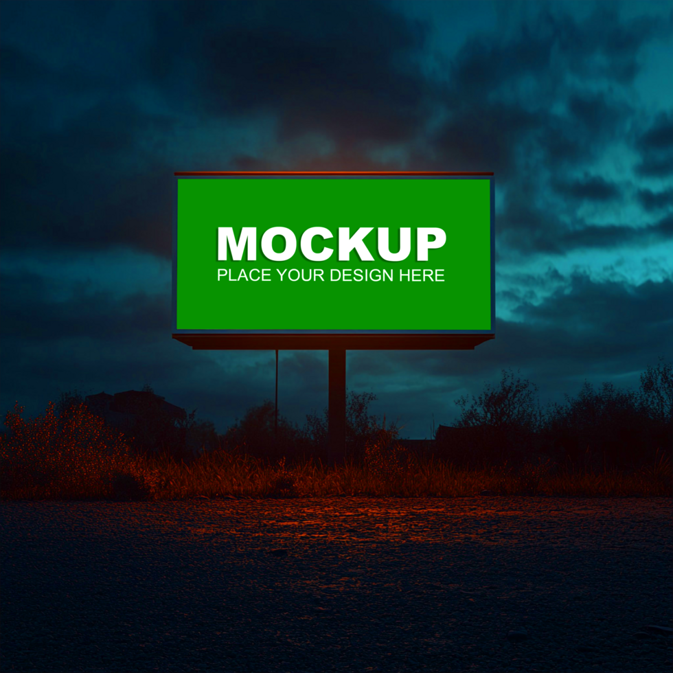 mockup billboard on the road at night psd