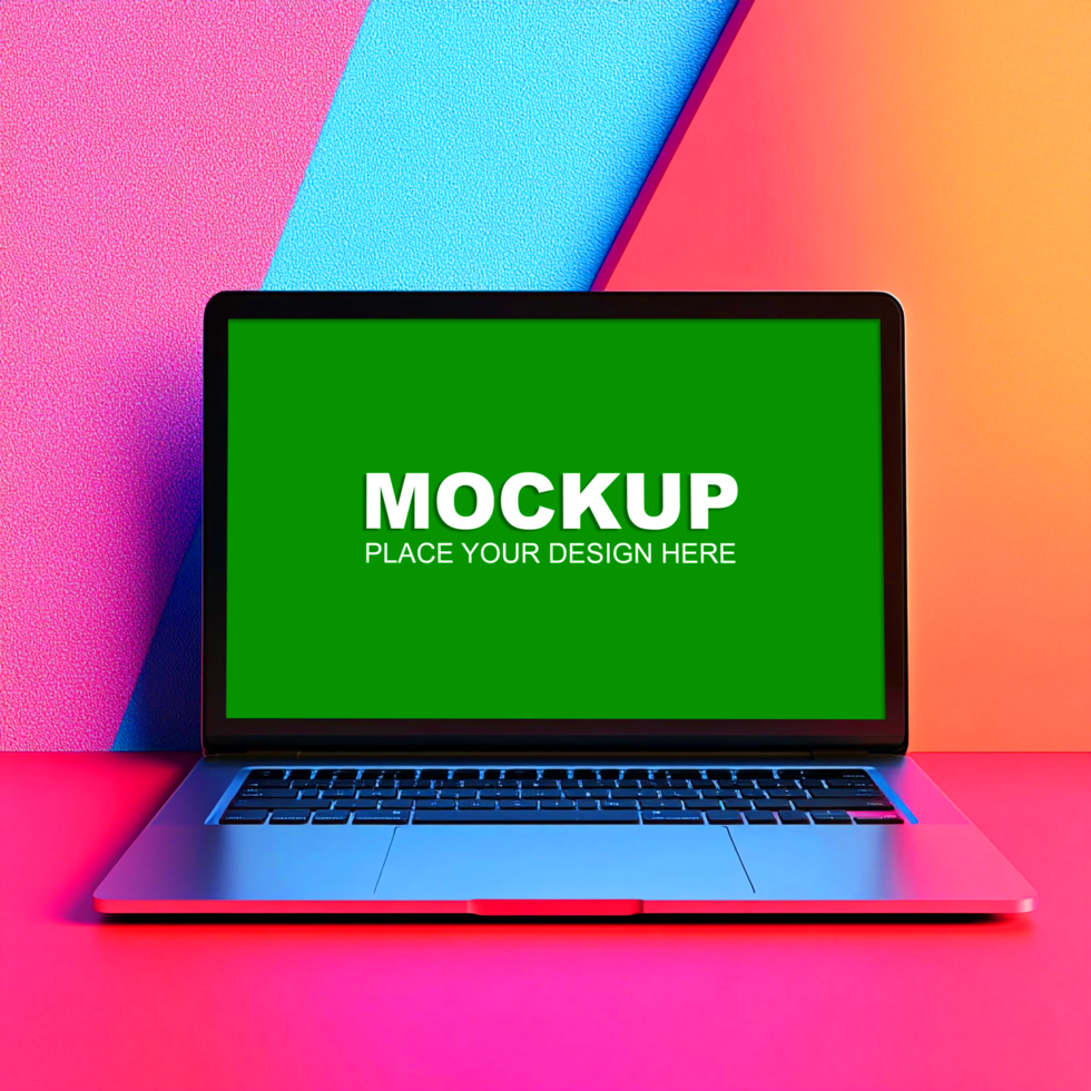 laptop mockup on abstract colorful background psd