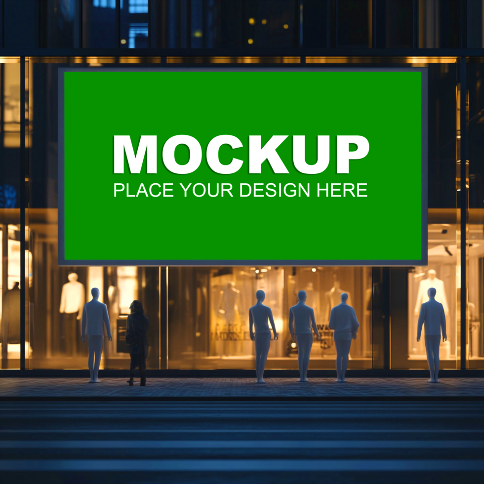 mockup of a billboard on the street with people walking by psd
