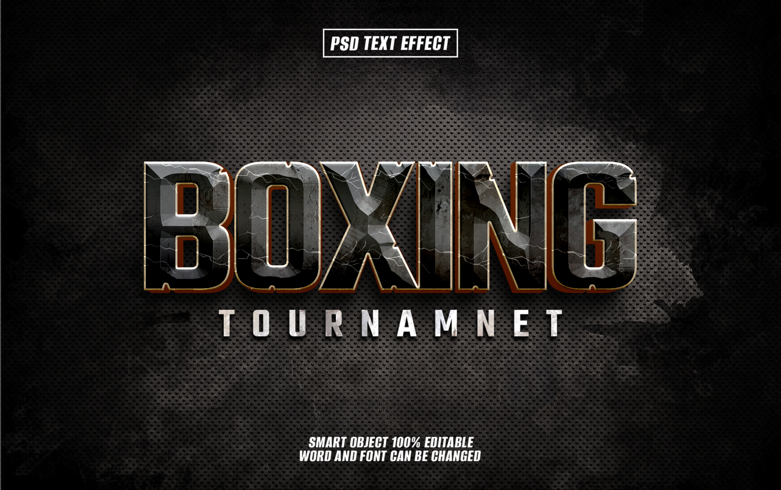 3D text effect Boxing Tournament psd