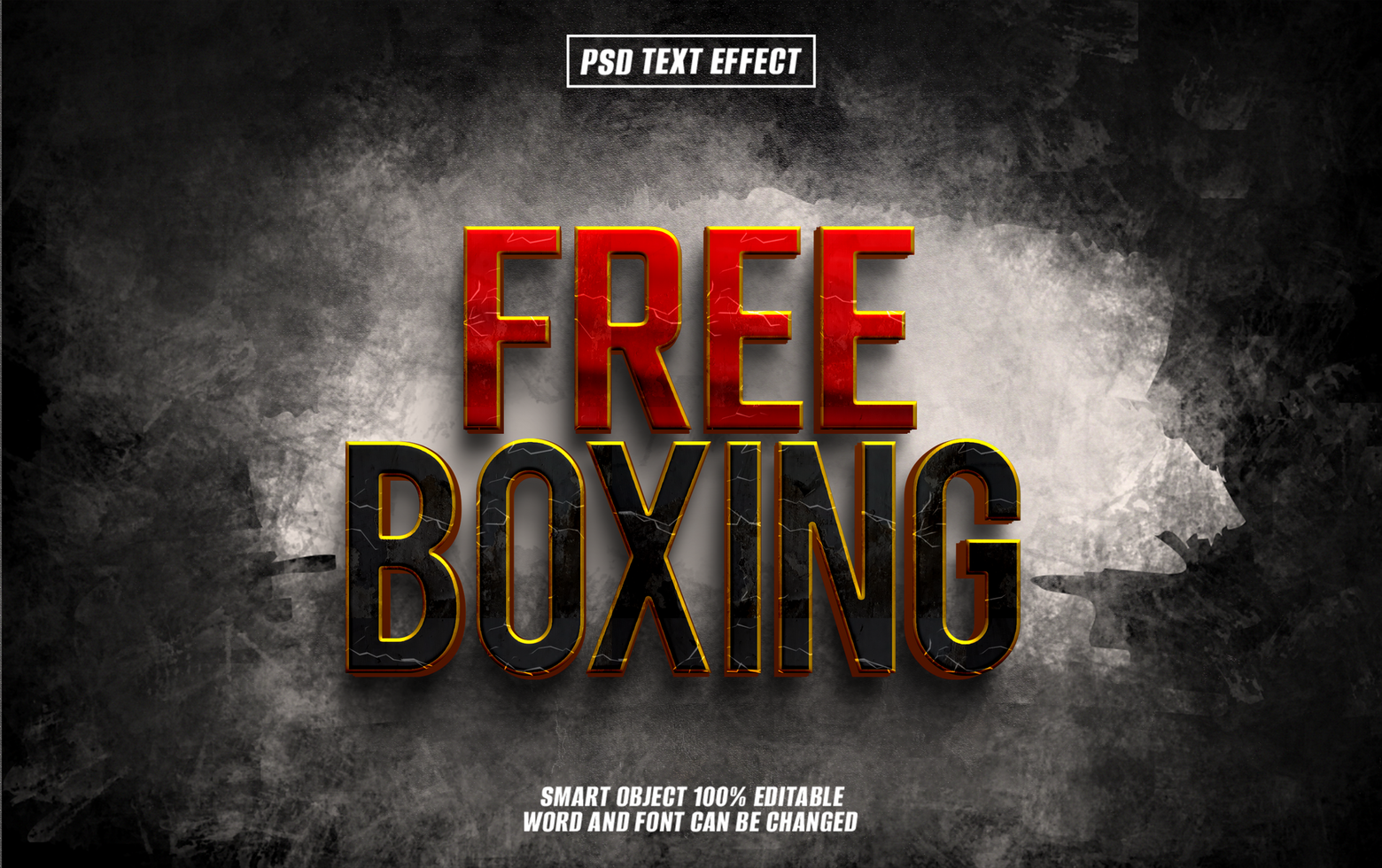 3D text effect Free Boxing on grunge background. psd