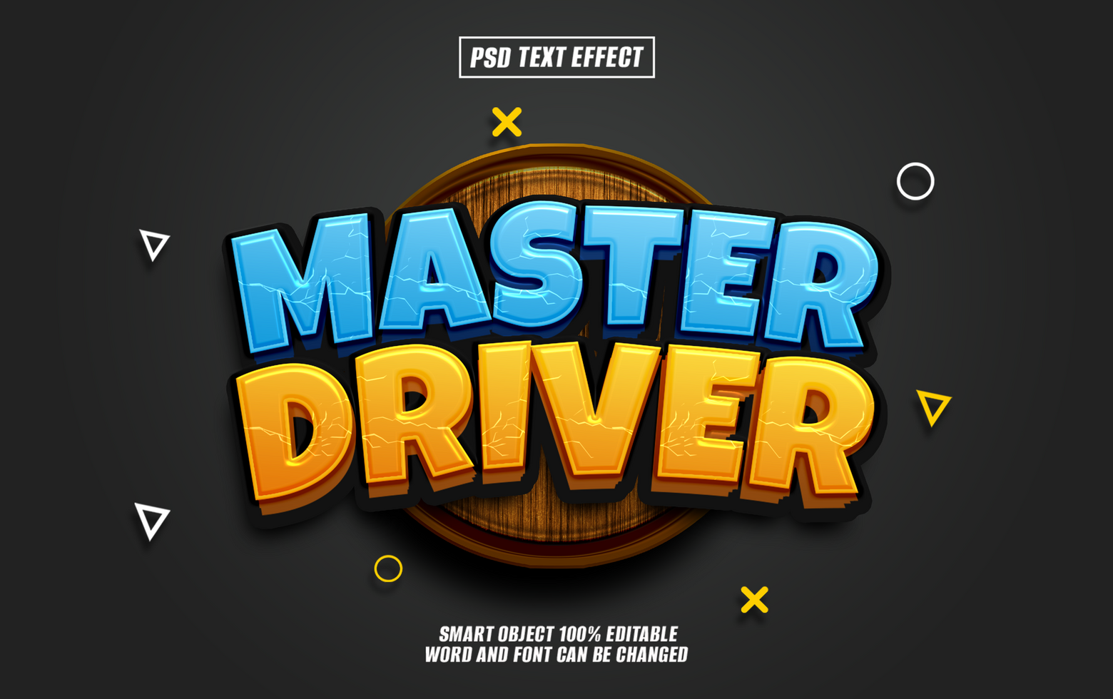 3D text effect design Master Driver on a wooden background. psd