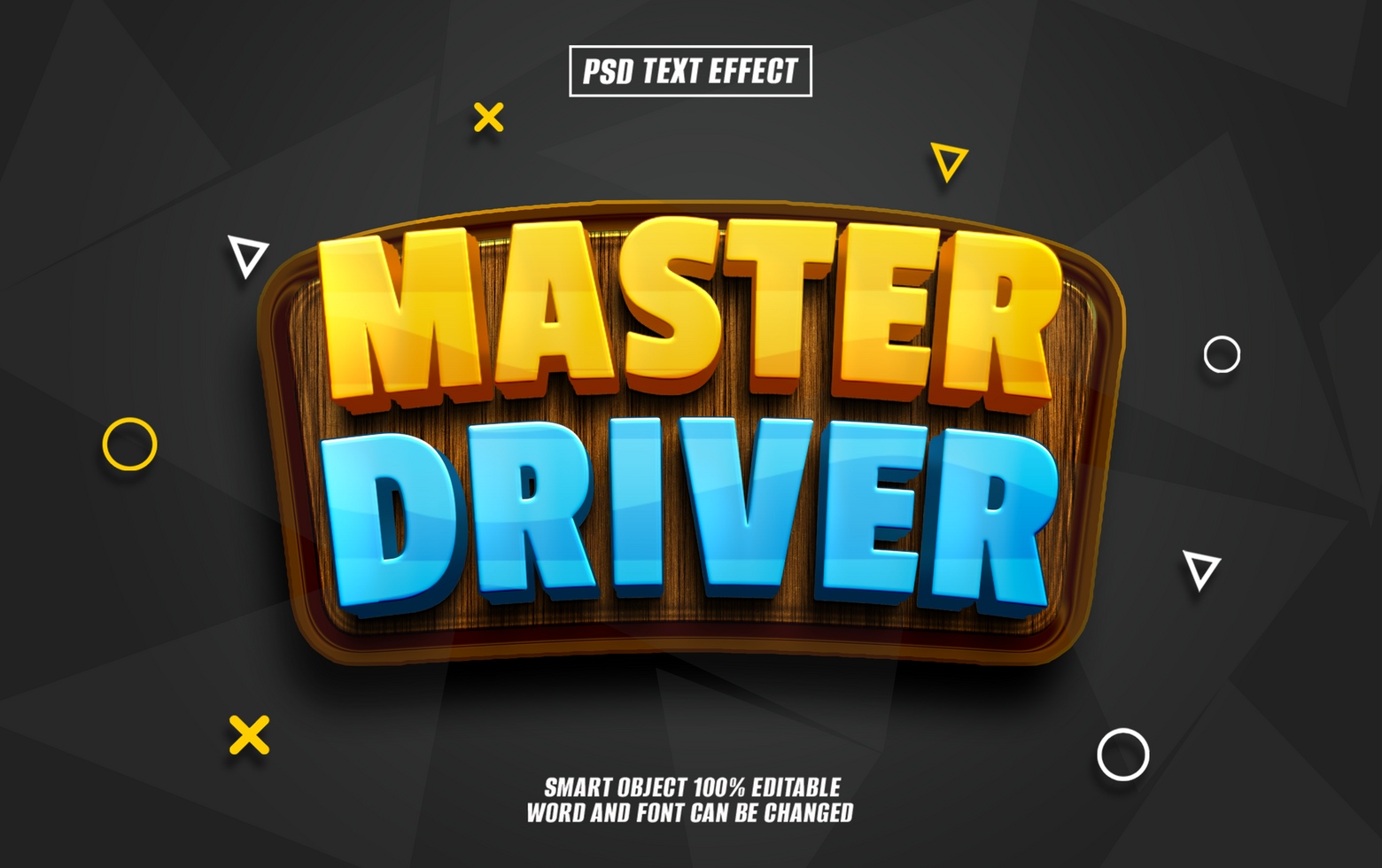 3D Master Driver text effect, for game psd