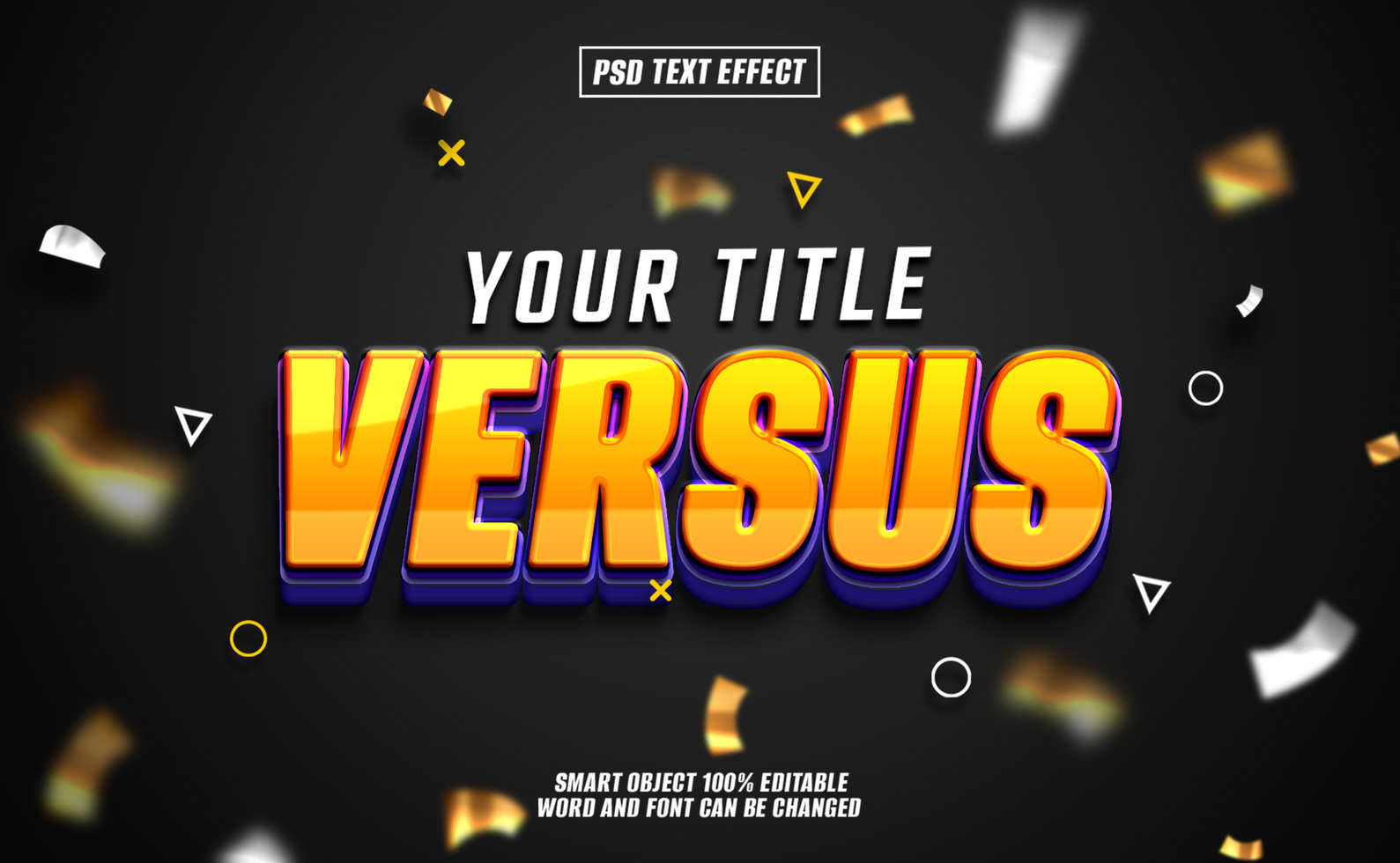 3D text effect Versus with golden confetti psd