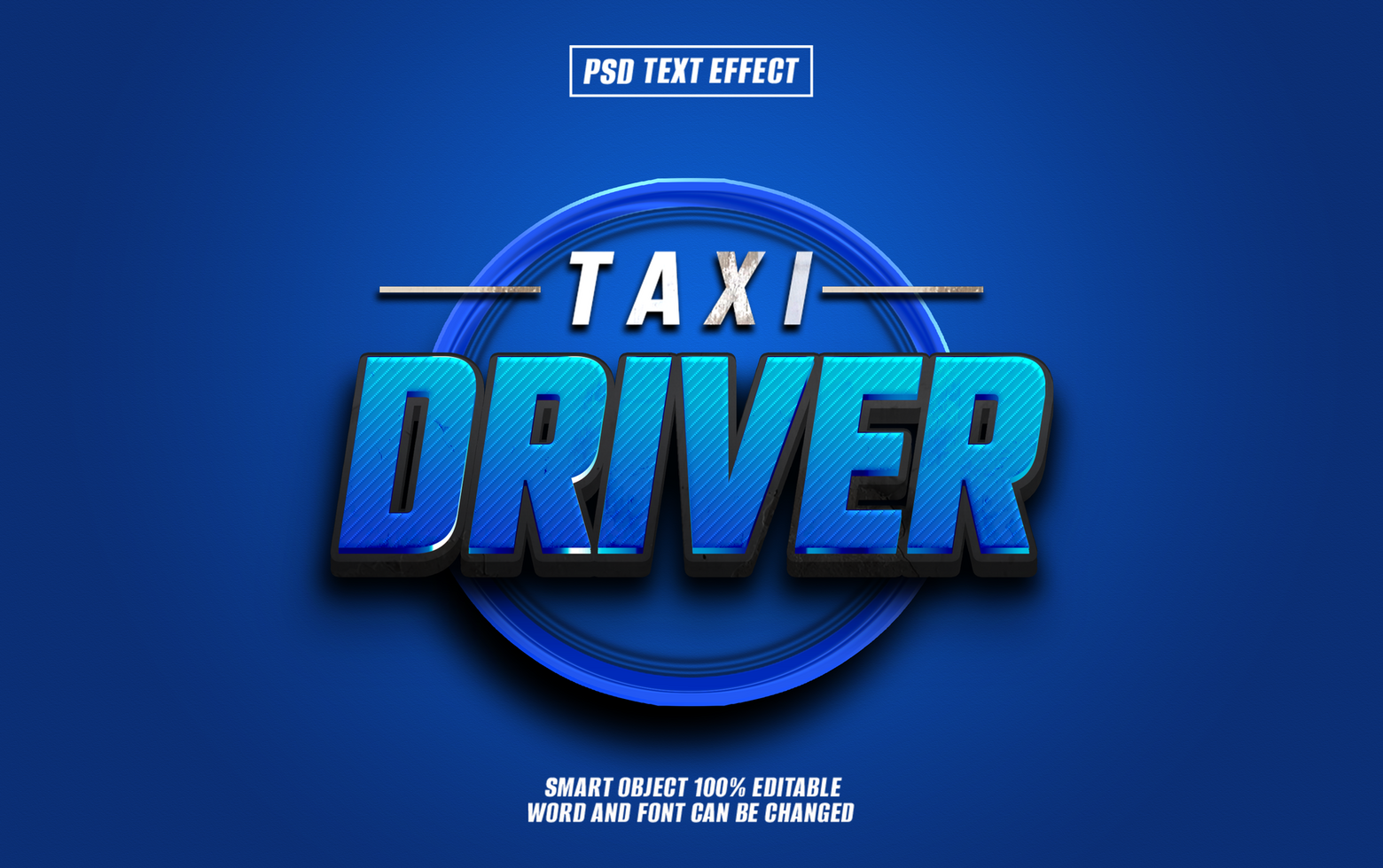 3D text effect Taxi Driver in blue color psd
